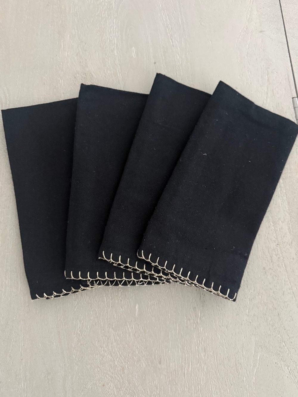 Max Studio Home Black with Gold Trim Napkins, Set of 4